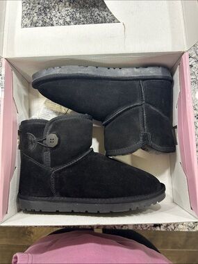 Serra Black Suede Button-Accent Boots